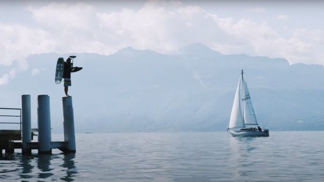 Léoanard Berner surfs Geneva's lake: when Swiss innovation meets tradition