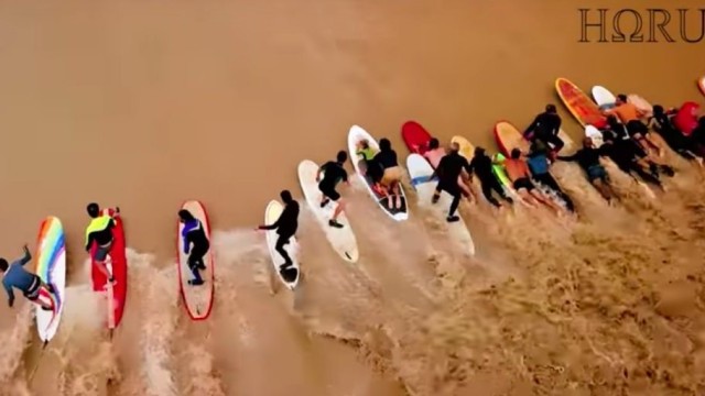 The most Incredible Foil Surfing take off! Tidal Bore
