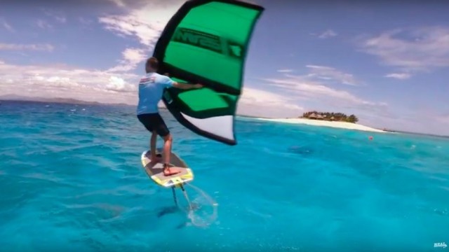 Wing Surfing in Clear Blue Water