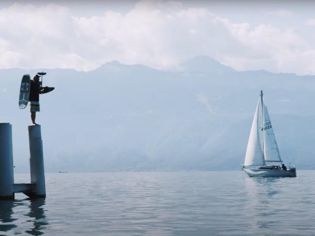 Léoanard Berner surfs Geneva's lake: when Swiss innovation meets tradition
