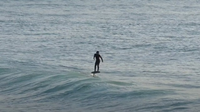 Sunny spring evening hydrofoiling in Newquay, England