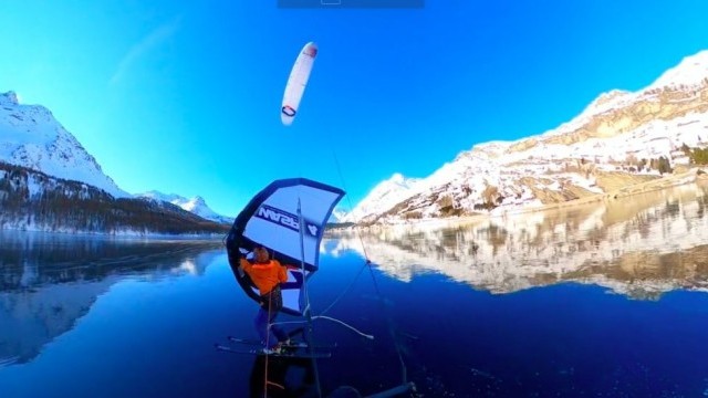 THE BLACK ICE- SNOWKITING ON A FROZEN LAKE