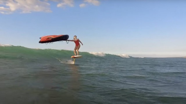 Sunset wing foil session with Mona at Kanaha Beach, Maui