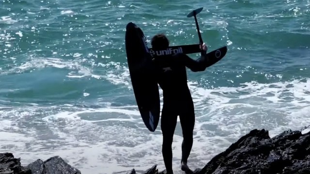 TOMOEARL prone foiling in Cornwall, England May 2022