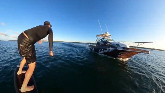 Flat Day Hydrofoil Fun Behind The Boat