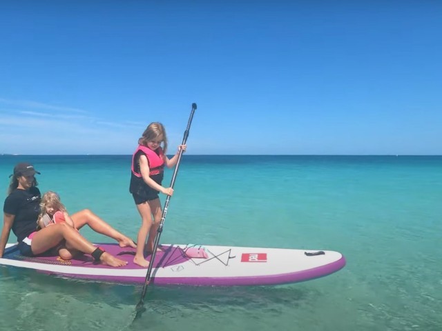 Red Shorts: Paddleboarding with children