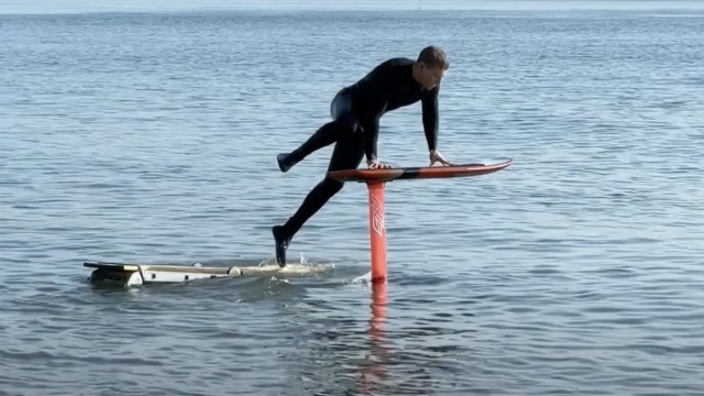 How to Dock Start a SURF FOIL using a Ladder! Simple Portable Dock!