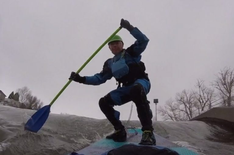 Paddleboarding the Truckee River on a Winter's Day