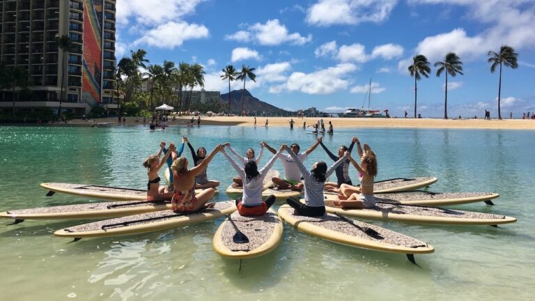 SUP Yoga Class in Waikiki with Yumi Yoga