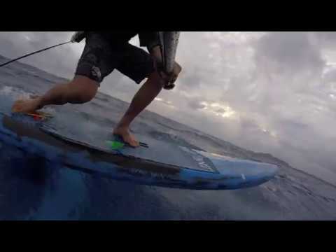 12'6 x 28 Bump Surfer early downwind foiling attempts