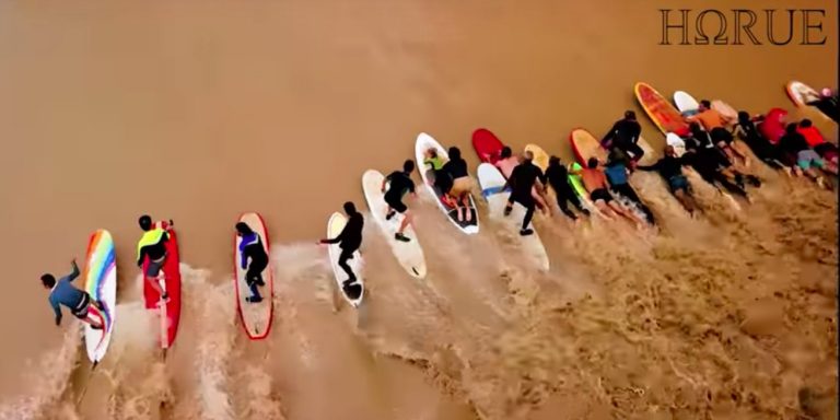 The most Incredible Foil Surfing take off! Tidal Bore