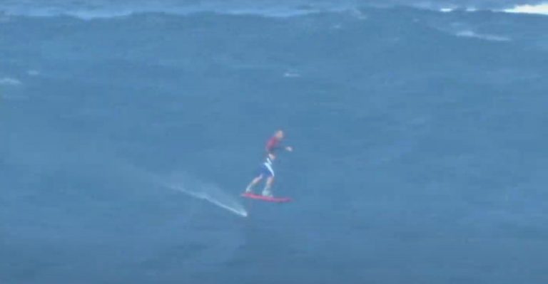 Pete Cabrinha Foil Surfing Peahi (Jaws)