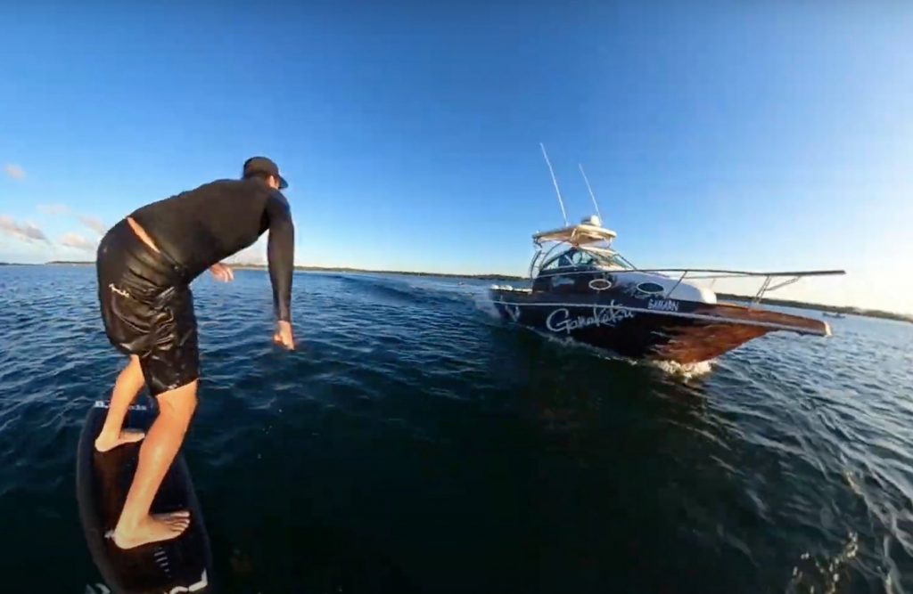 Flat Day Hydrofoil Fun Behind The Boat