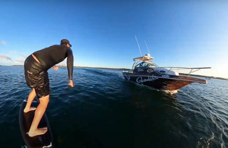 Flat Day Hydrofoil Fun Behind The Boat