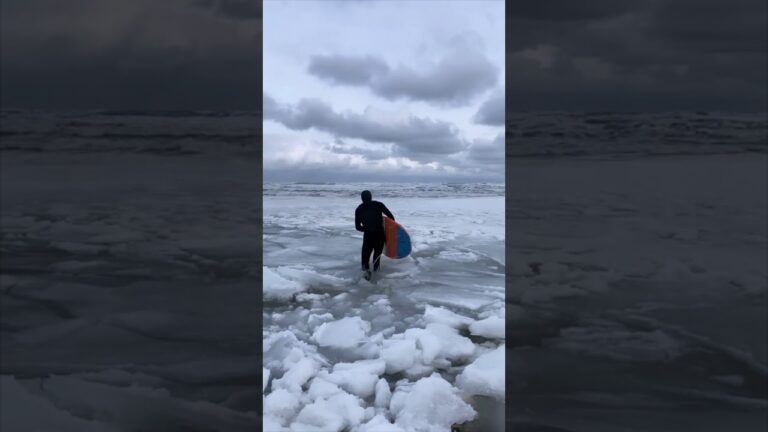 Casper Steinfath Stand Up Paddle Surfing in a Frozen Ocean in Denmark #shorts