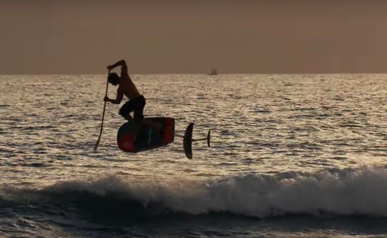 SUP FOIL SURFING Sunset with Zane Schweitzer at Guardrails in Lahaina