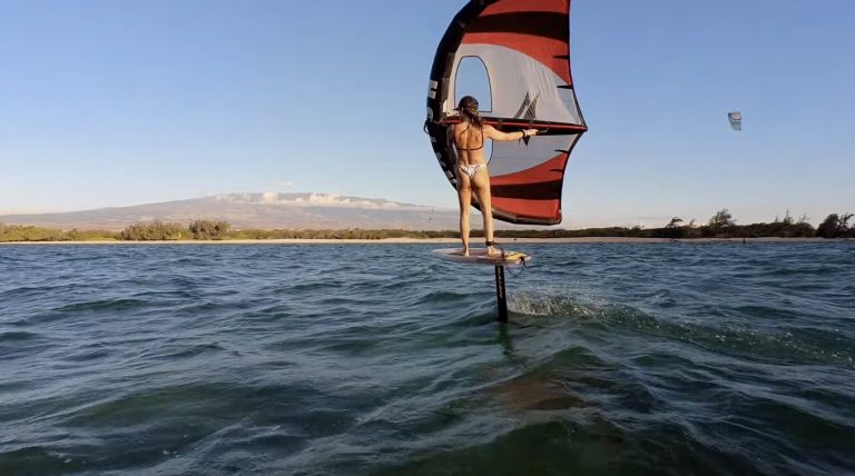 Epic golden hour wing and kite foil session at Naish beach Maui