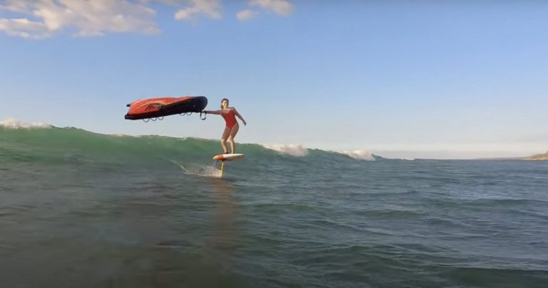 Sunset wing foil session with Mona at Kanaha Beach, Maui