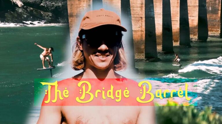 Surf Foiler Goes for Unassisted Bridge Barrel
