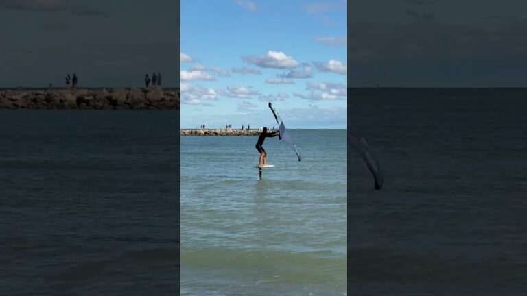 Crazy Wing foiling beach start! #shorts