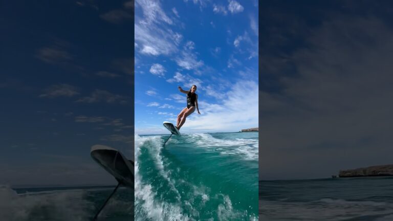 This girl is ripping through cristal blue waters! #wakefoil #surffoil #surfing #surfgirl