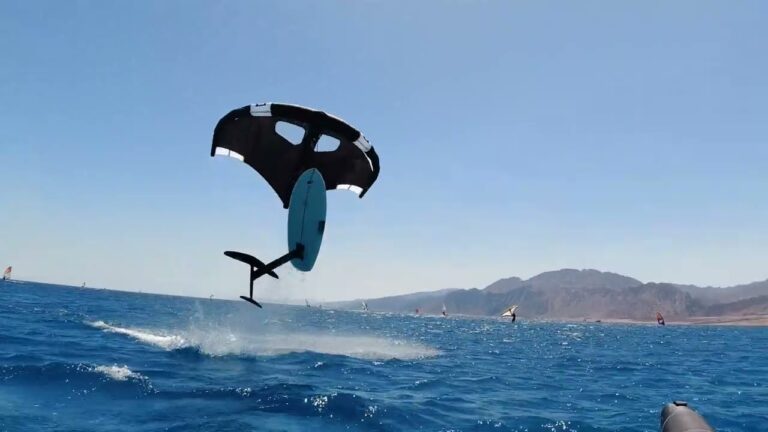 The team performed cool tricks on camera on wingfoils in just five minutes for an entire video.