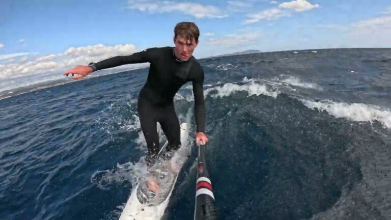 Downwind sup foil day in the med