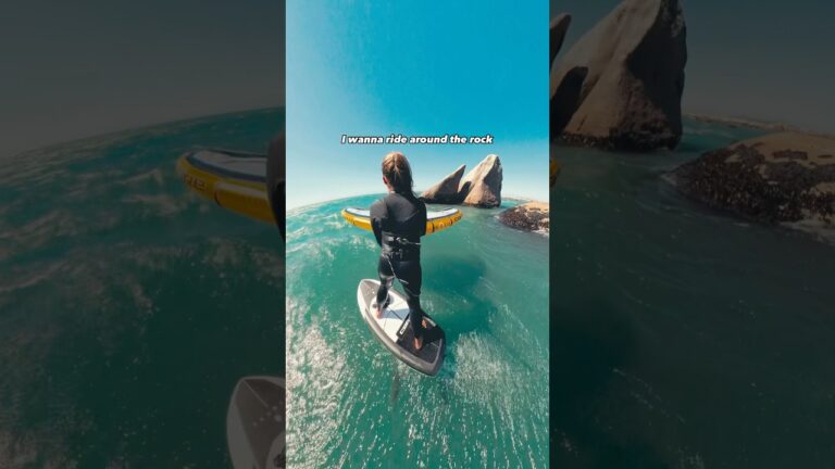 She wingfoils alone through these massive rocks! #extremesports #wingfoiling #southafrica