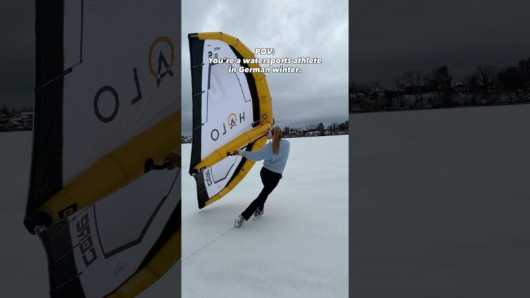 Wingfoiling on Ice?! #watersports #iceskating #icehockey #asmr #sportsgirl #winter #fun #ski