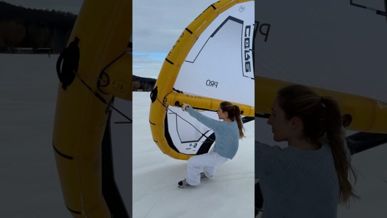 Wingfoiling on ICE?! #sportsgirl #winter #surfgirl #icehockey #skating #kitesurf #girlspower