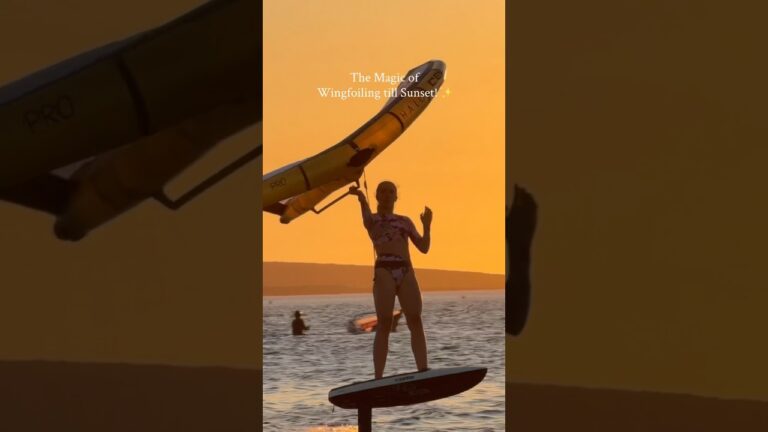Sunset Wingfoiling! #satisfying #unreal #watersports #surfgirl #athlete #extremesports #wingfoil
