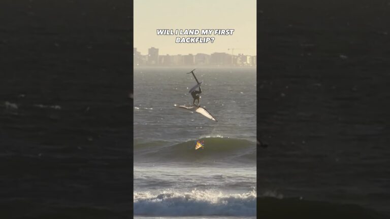 OMG, is this her fist BACKFLIP ever?! #sportsgirl #surf #learn #challenge #watersports #wingfoil