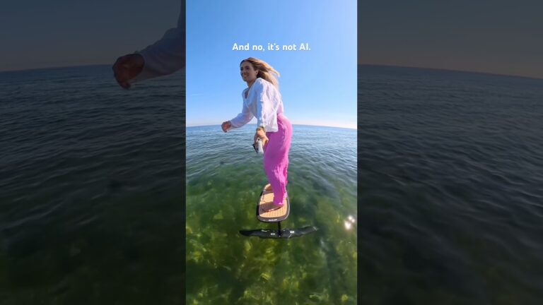 Everyone thinks this is AI ?! #surfgirl #pumpfoiling #surfgirl #satisfying #ootd #watersports