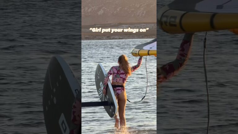 She‘s FLYING over the water like an ANGEL! #satisfying #wingfoil #surfgirl #foiling #unreal