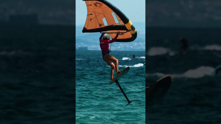 Local youngster Jara Herraiz had her competition debut at home! #wingfoil #tarifa #wingfoiling