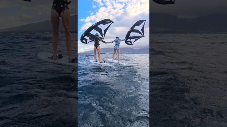 The girls of @kaiafoiling are having so much fun #foiling in #maui #wingfoil #shorts