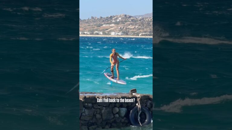 Can I foil back to the beach?! #foiling #SUP #surfboard #surfing #girls #extremesports #satisfying